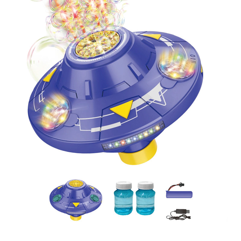 UFO Bubble Machine with 360° Rotation and LED Lights