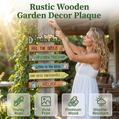 Rustic Wooden Garden Hanging Sign Wall Decor Plaque