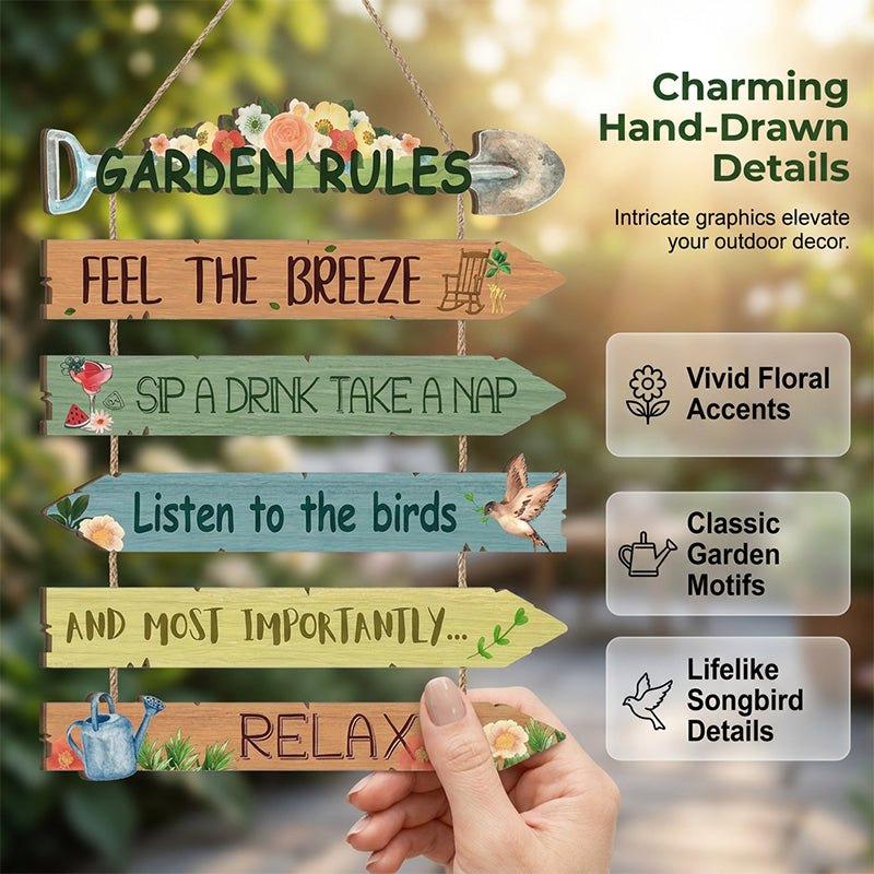 Rustic Wooden Garden Hanging Sign Wall Decor Plaque