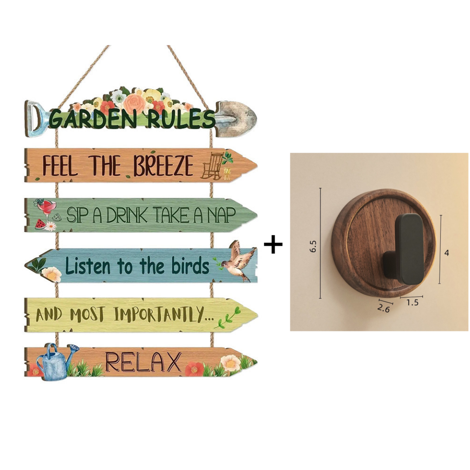Rustic Wooden Garden Hanging Sign Wall Decor Plaque
