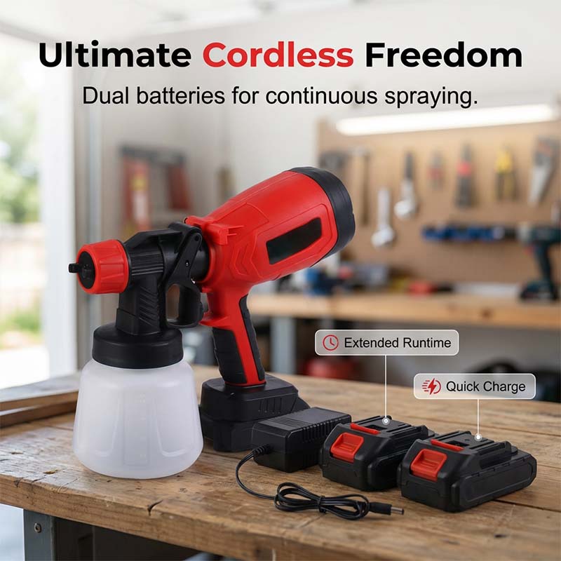 Cordless Paint Sprayer with 2 Batteries for Painting and Gardening