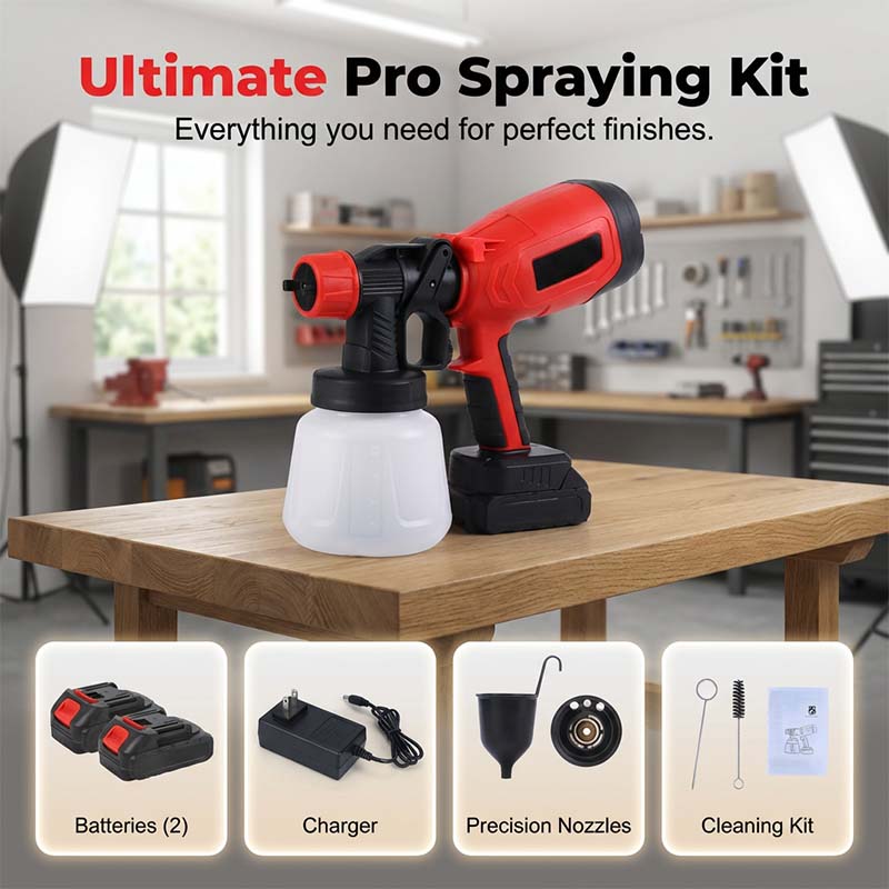 Cordless Paint Sprayer with 2 Batteries for Painting and Gardening
