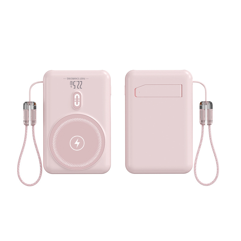 3-in-1 Magnetic Power Bank with Built-In Cable
