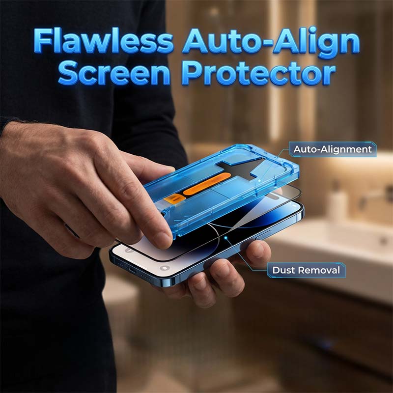 Auto-Align Tempered Glass Screen Protector with Dust Extraction