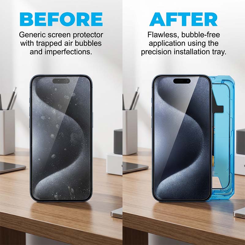 Auto-Align Tempered Glass Screen Protector with Dust Extraction