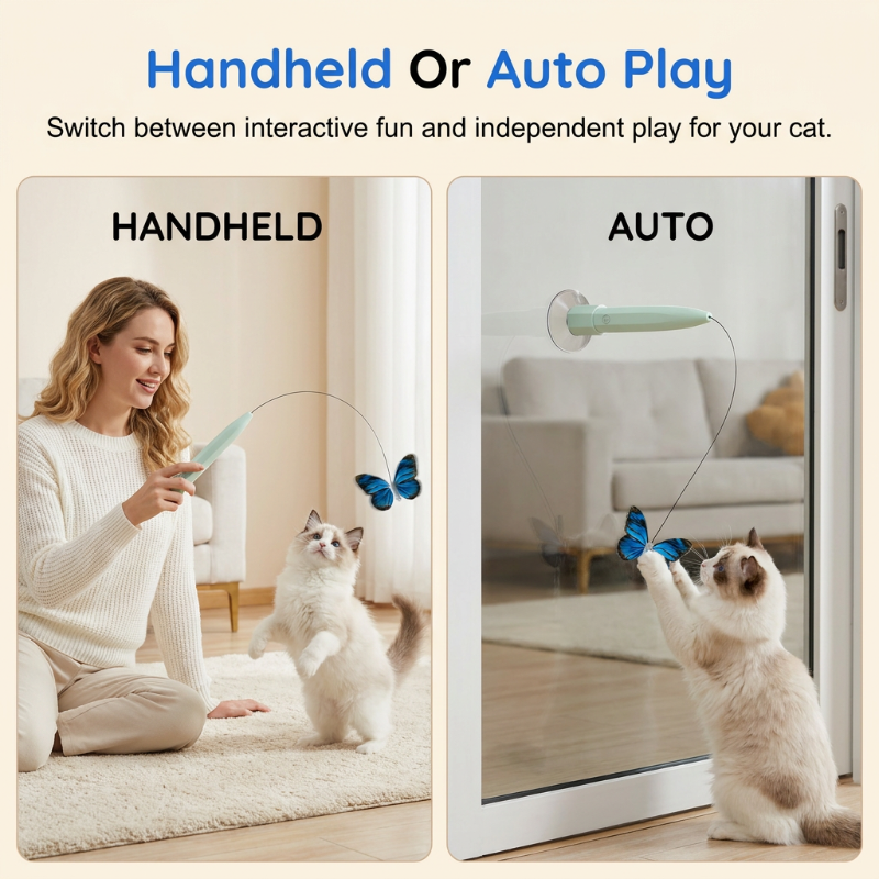 Electric Cat Teaser with Rotating Butterfly & Suction Cup