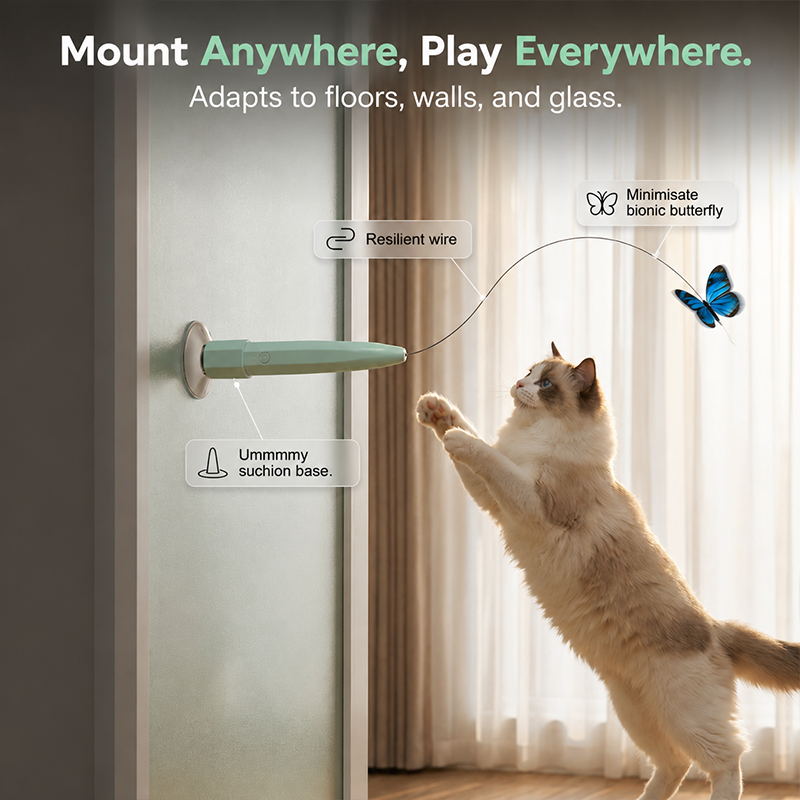Electric Cat Teaser with Rotating Butterfly & Suction Cup