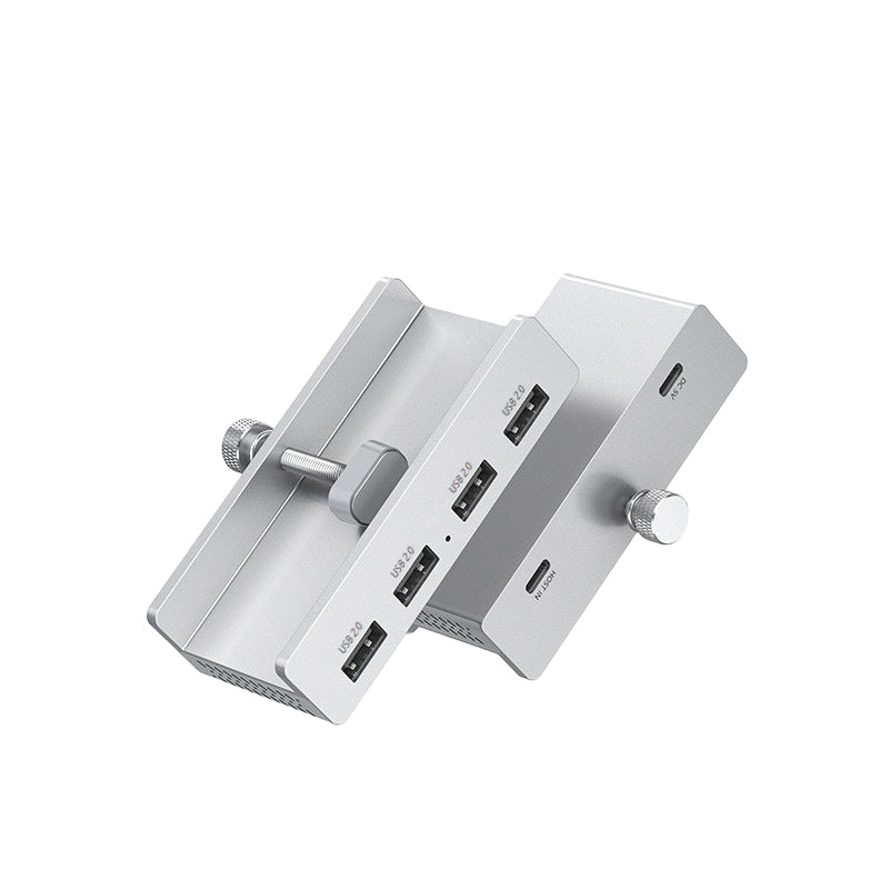Clamp-On USB 3.0 Hub Aluminum Alloy 4-Port Docking Station