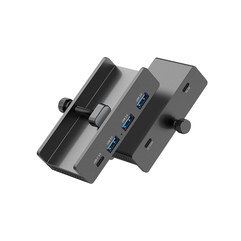 Clamp-On USB 3.0 Hub Aluminum Alloy 4-Port Docking Station