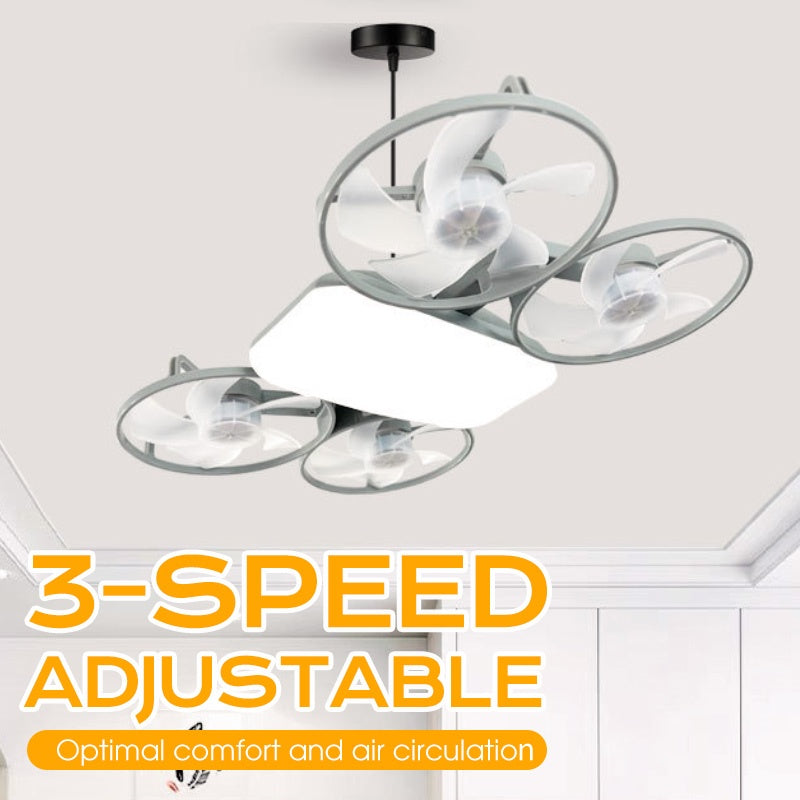 3-Speed Foldable Fan with LED Light Remote Control