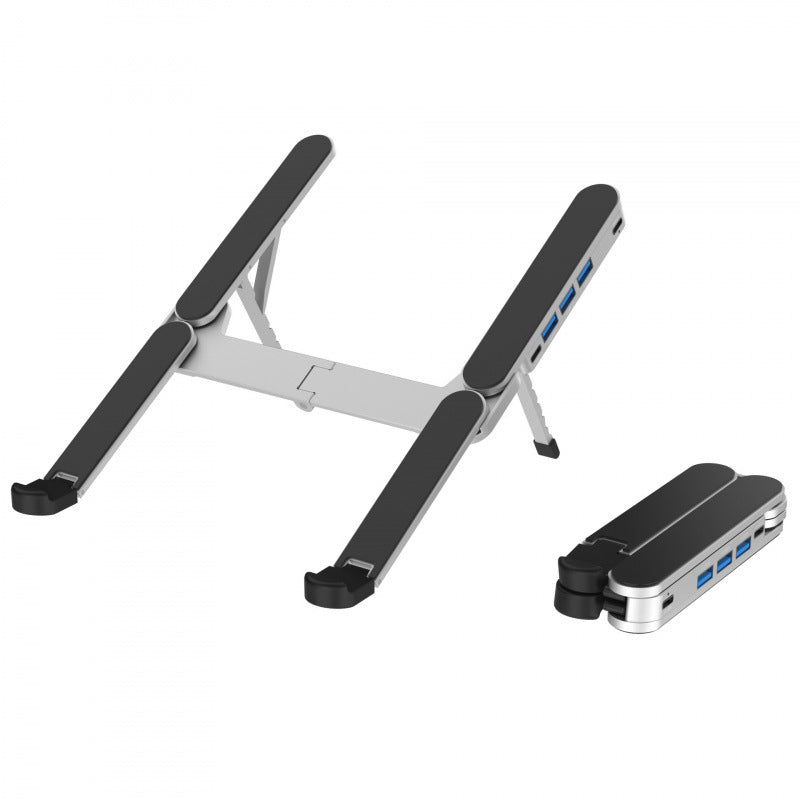 6-Level Adjustable Aluminum Laptop Stand with 4-Port USB Hub