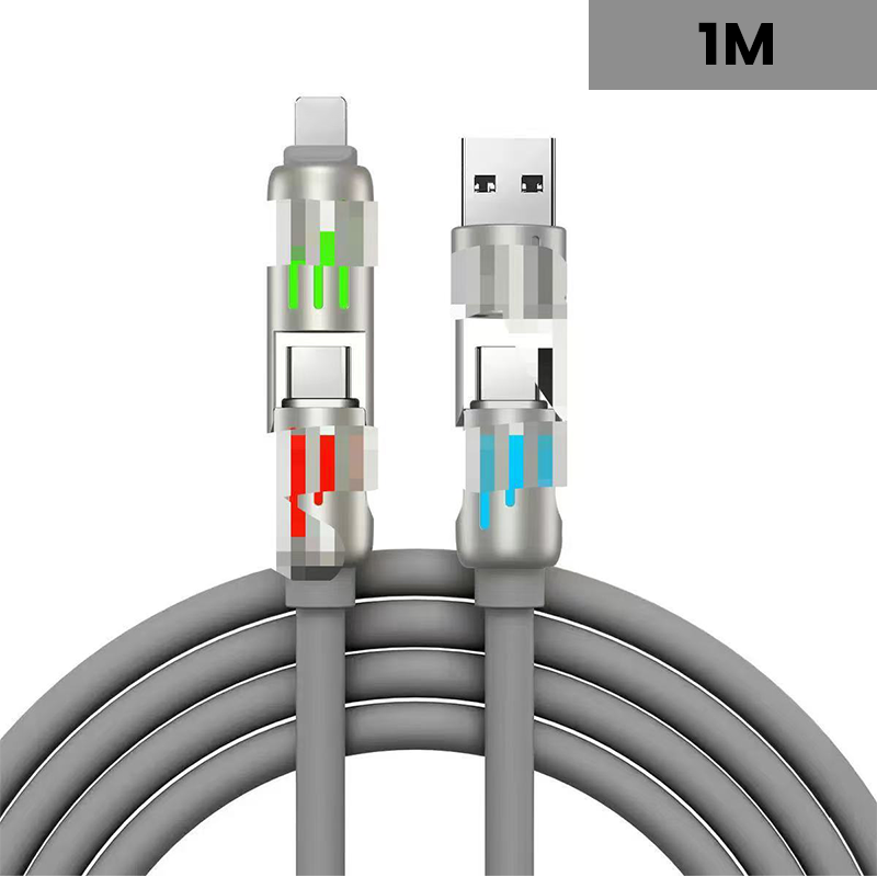4-in-1 Luminous Fast Charging Cable with Zinc Alloy Connectors