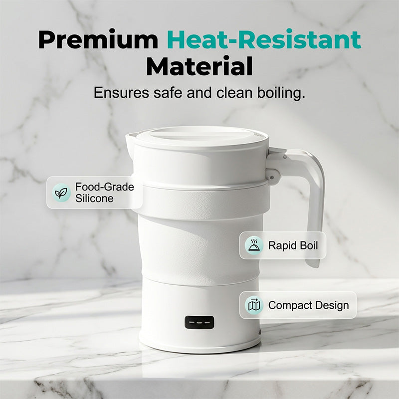 Compact Collapsible Travel Electric Kettle for Hotel Rooms and Camping