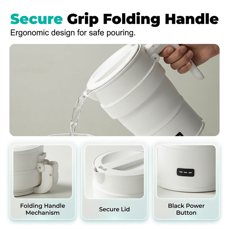 Compact Collapsible Travel Electric Kettle for Hotel Rooms and Camping