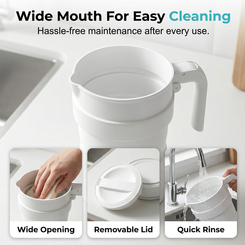 Compact Collapsible Travel Electric Kettle for Hotel Rooms and Camping