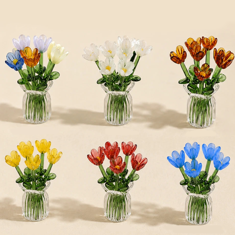Miniature Glass Flower Vase Set