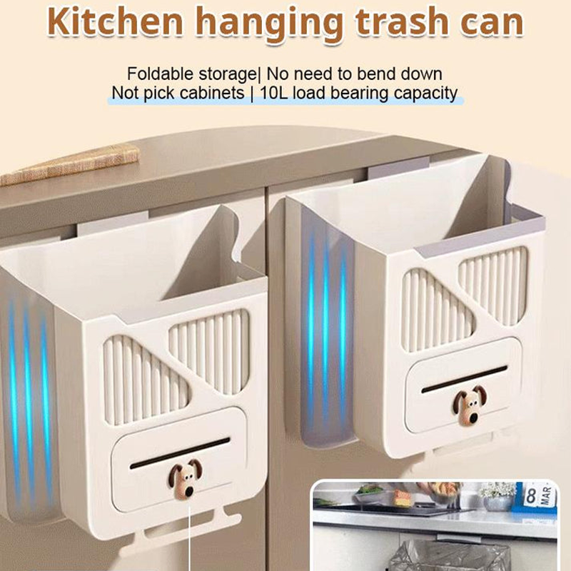 Foldable Cabinet Trash Bin Drill-Free Bag Dispenser 10L