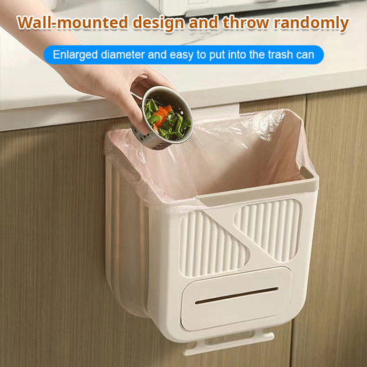 Foldable Cabinet Trash Bin Drill-Free Bag Dispenser 10L