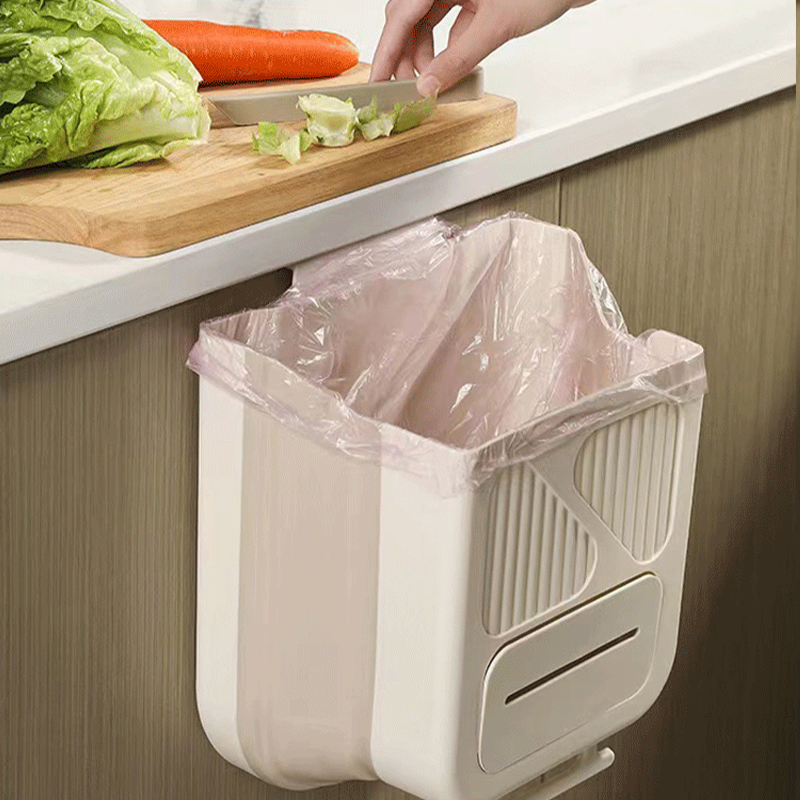 Foldable Cabinet Trash Bin Drill-Free Bag Dispenser 10L