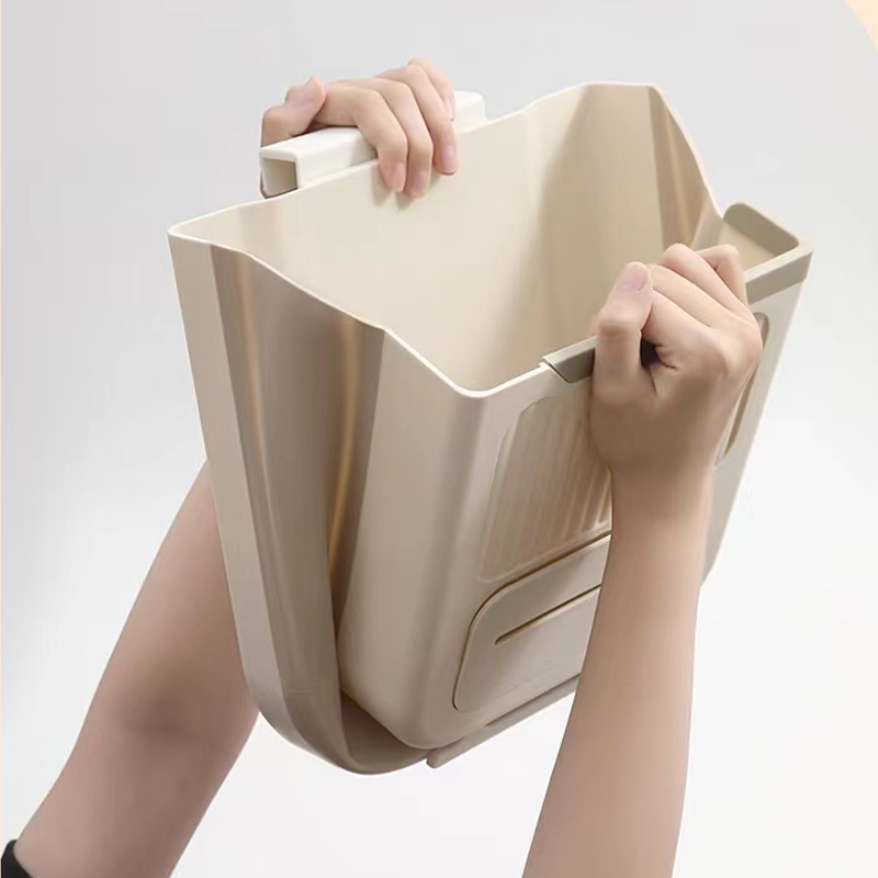 Foldable Cabinet Trash Bin Drill-Free Bag Dispenser 10L