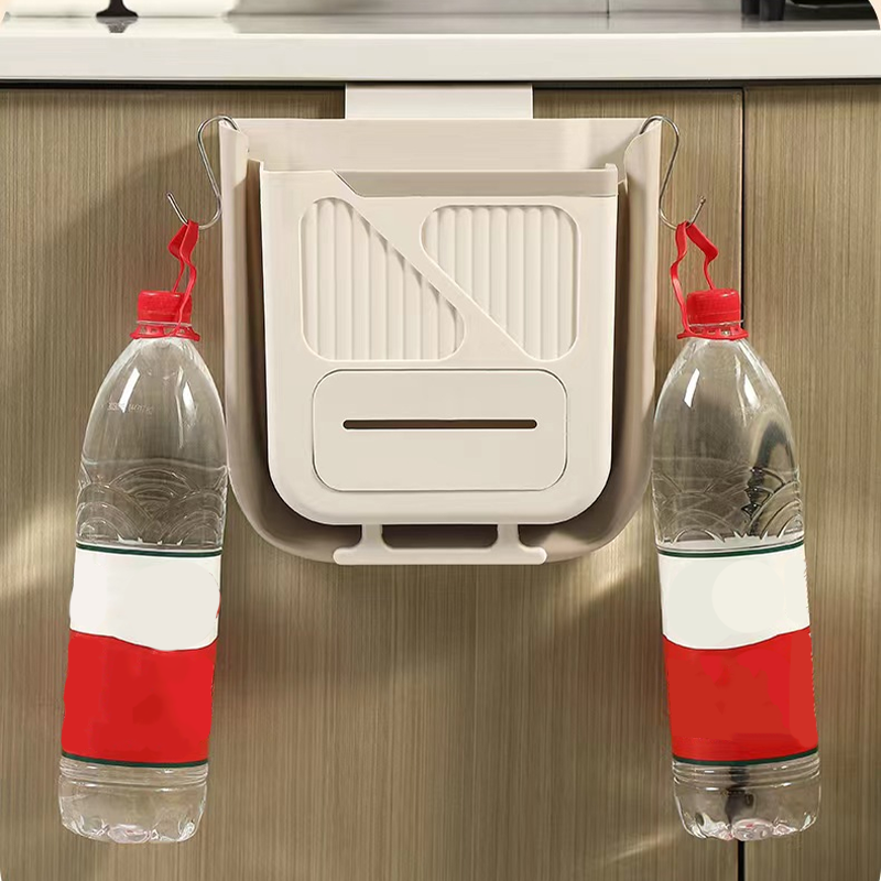 Foldable Cabinet Trash Bin Drill-Free Bag Dispenser 10L