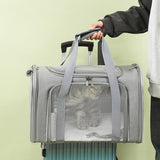 Large Foldable Mesh Cat Carrier Bag Breathable Portable Oxford Fabric