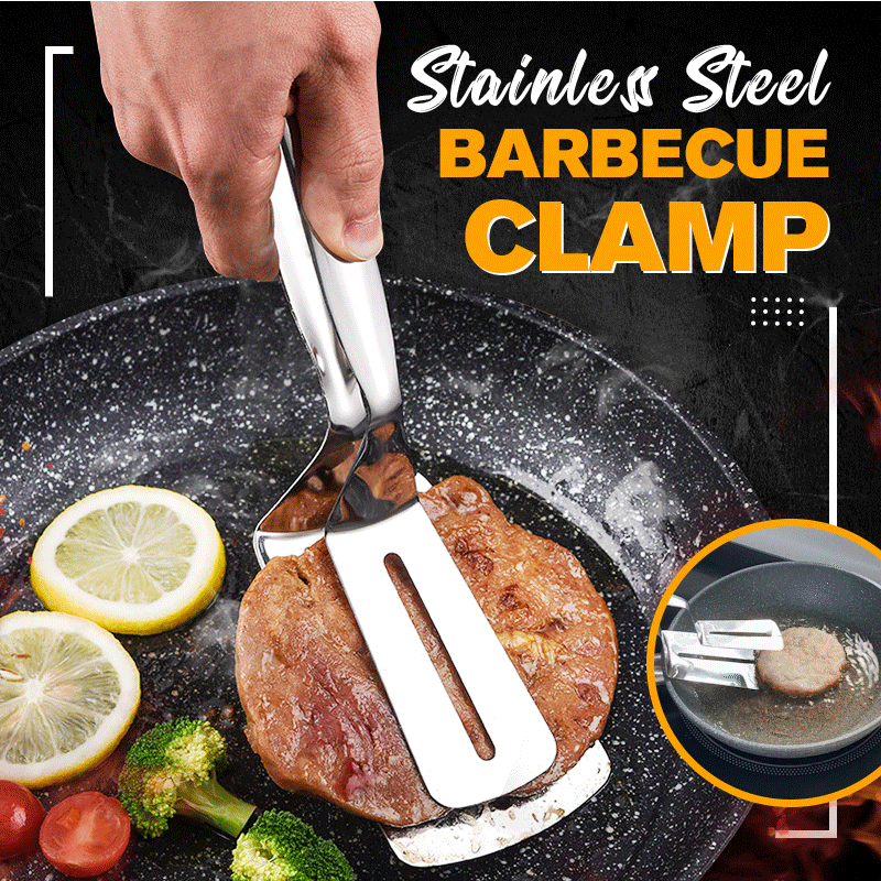 3-in-1 Stainless Steel Cooking Clamp Tongs Flipper Scraper