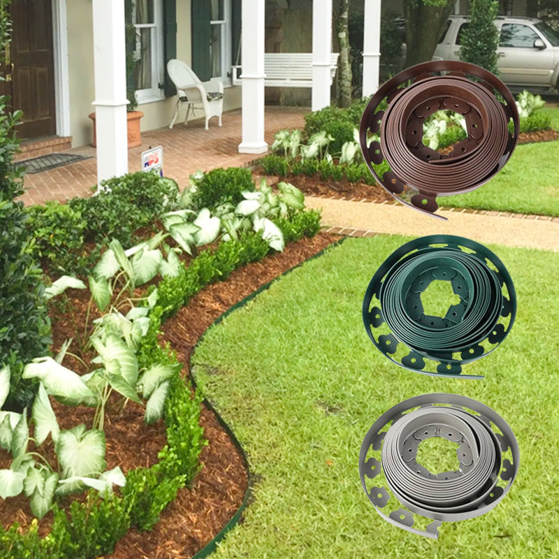 Garden Edging Roll 10m with 30 Pegs Durable PE Plastic Easy Cut-to-Size Neat Lawn Borders