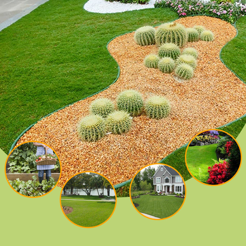 Garden Edging Roll 10m with 30 Pegs Durable PE Plastic Easy Cut-to-Size Neat Lawn Borders