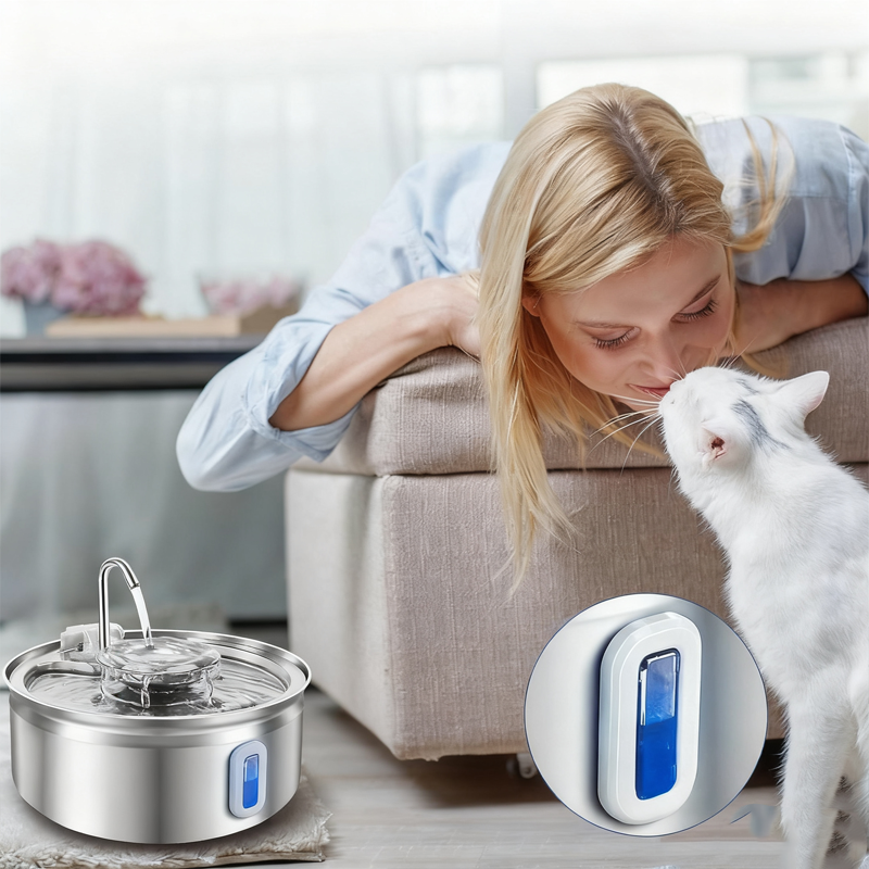 Stainless Steel Pet Water Fountain 3.2L with 3 Flow Modes