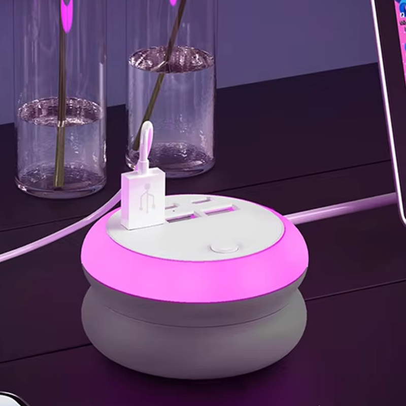 Portable 6-Port Charging Station with 8-Color Night Light