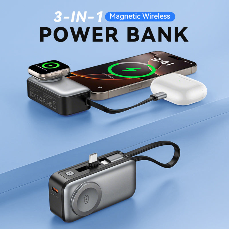 3-in-1 Magnetic Wireless Power Bank 5000mAh