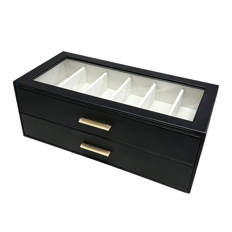 2-Tier Sunglasses Organizer Box with Transparent Glass Top