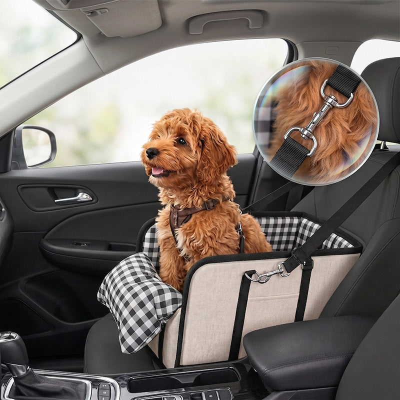 Console Dog Car Seat with Safety Tether