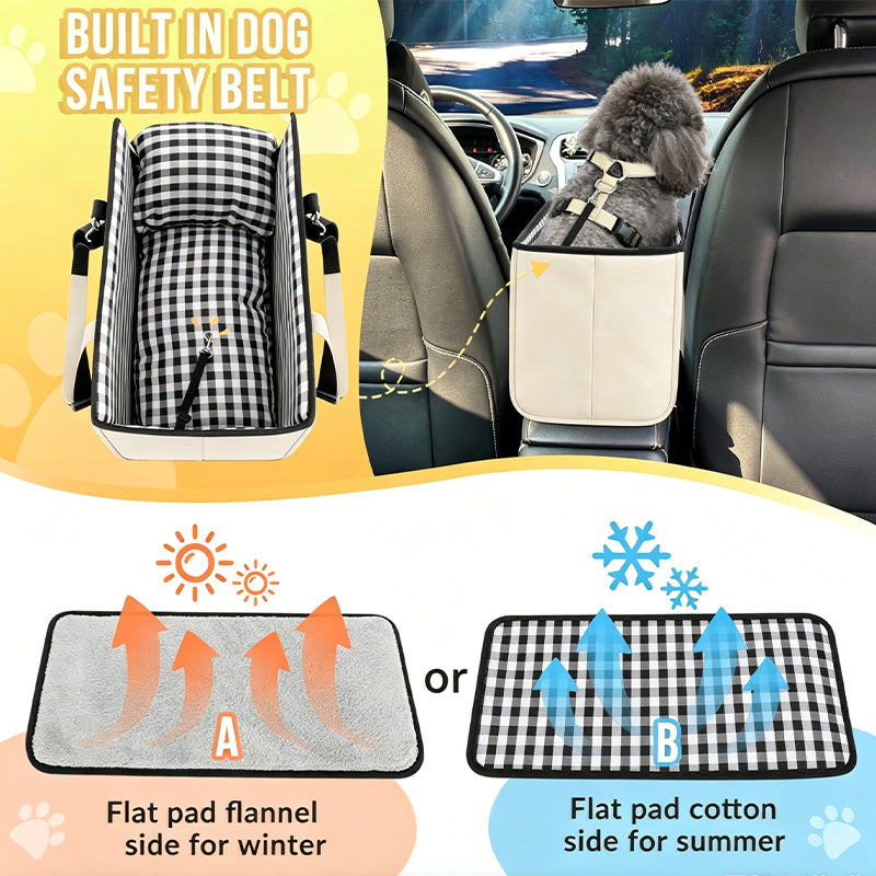 Console Dog Car Seat with Safety Tether