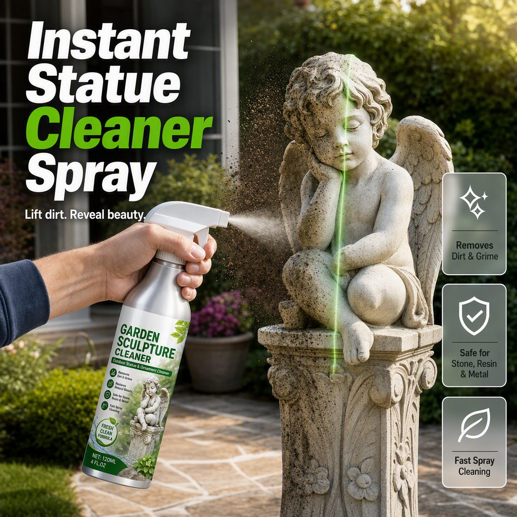 Powerful Garden Sculpture Cleaner Spray with Microfiber Towel