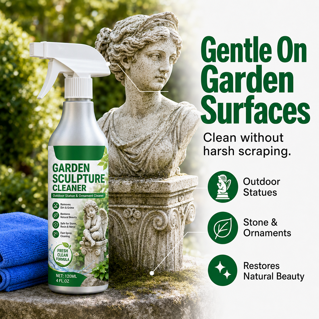 Powerful Garden Sculpture Cleaner Spray with Microfiber Towel