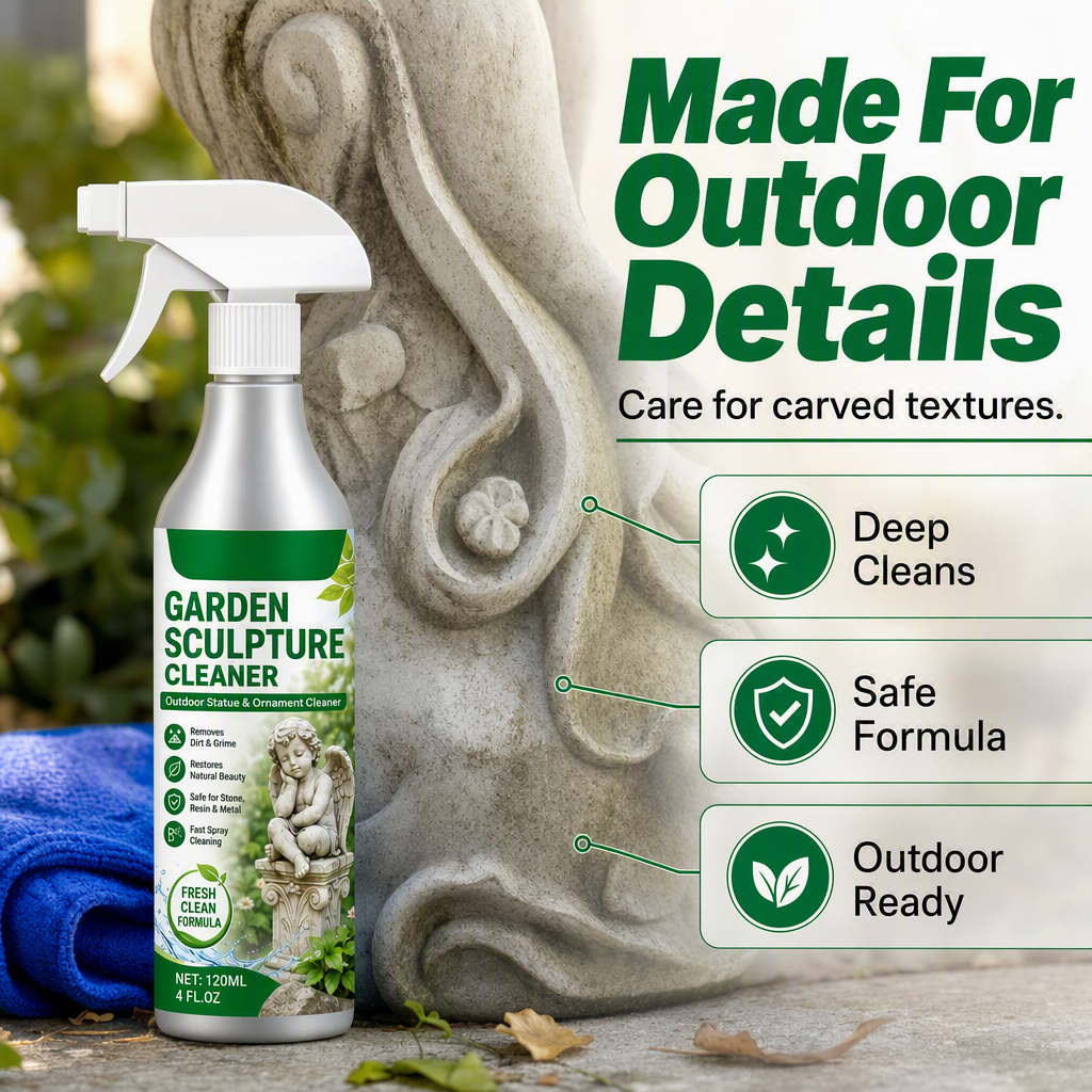 Powerful Garden Sculpture Cleaner Spray with Microfiber Towel