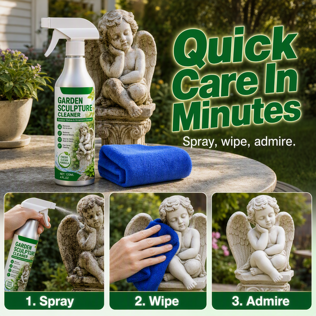 Powerful Garden Sculpture Cleaner Spray with Microfiber Towel