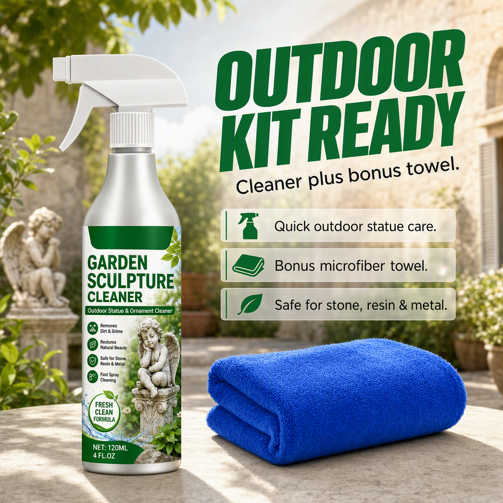 Powerful Garden Sculpture Cleaner Spray with Microfiber Towel
