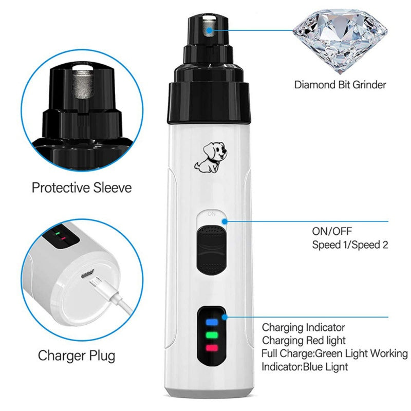 Pet Nail Grinder Set with 2-Speed Silent Operation