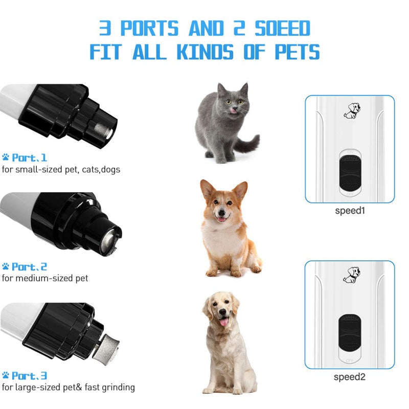 Pet Nail Grinder Set with 2-Speed Silent Operation