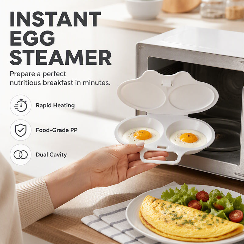 Dual-Cavity Microwave Egg Cooker with Splash-Proof Lid