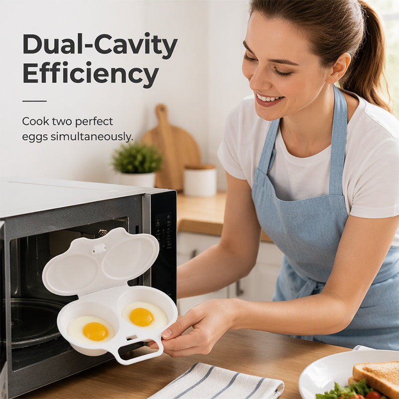Dual-Cavity Microwave Egg Cooker with Splash-Proof Lid
