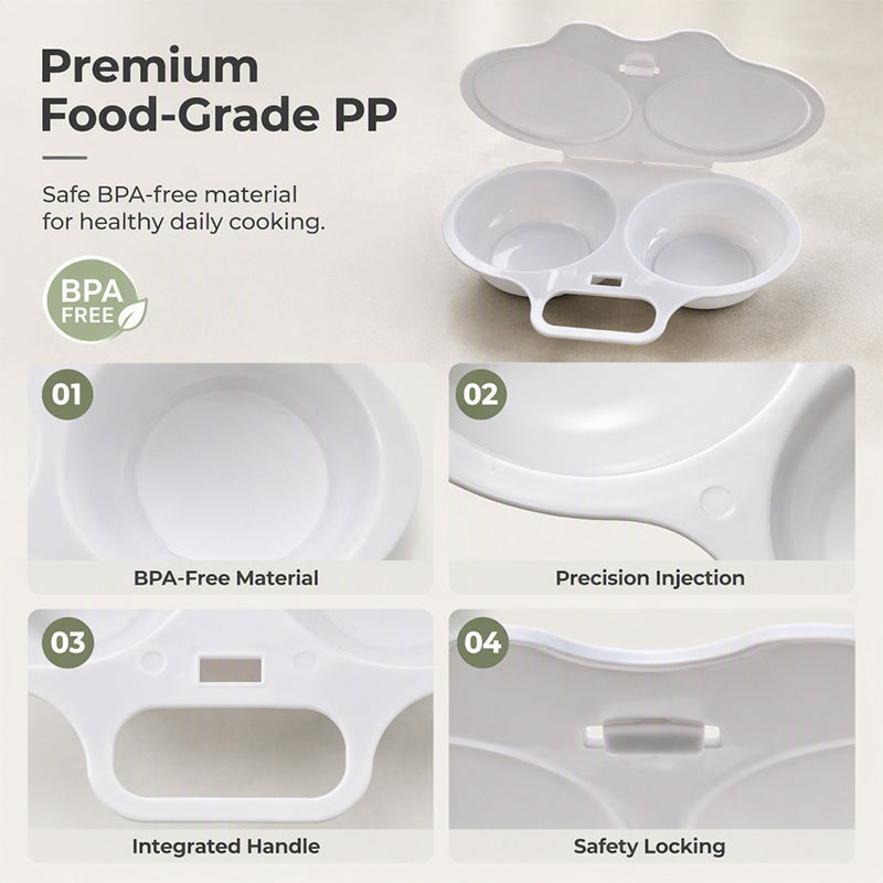 Dual-Cavity Microwave Egg Cooker with Splash-Proof Lid