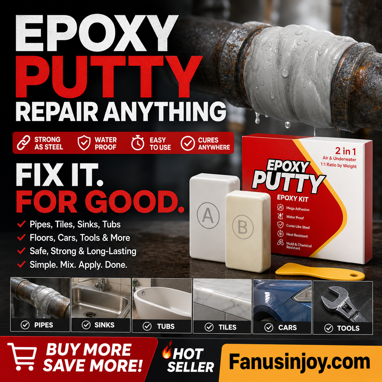 AB Epoxy Putty Stone Model Repair Clay 200g